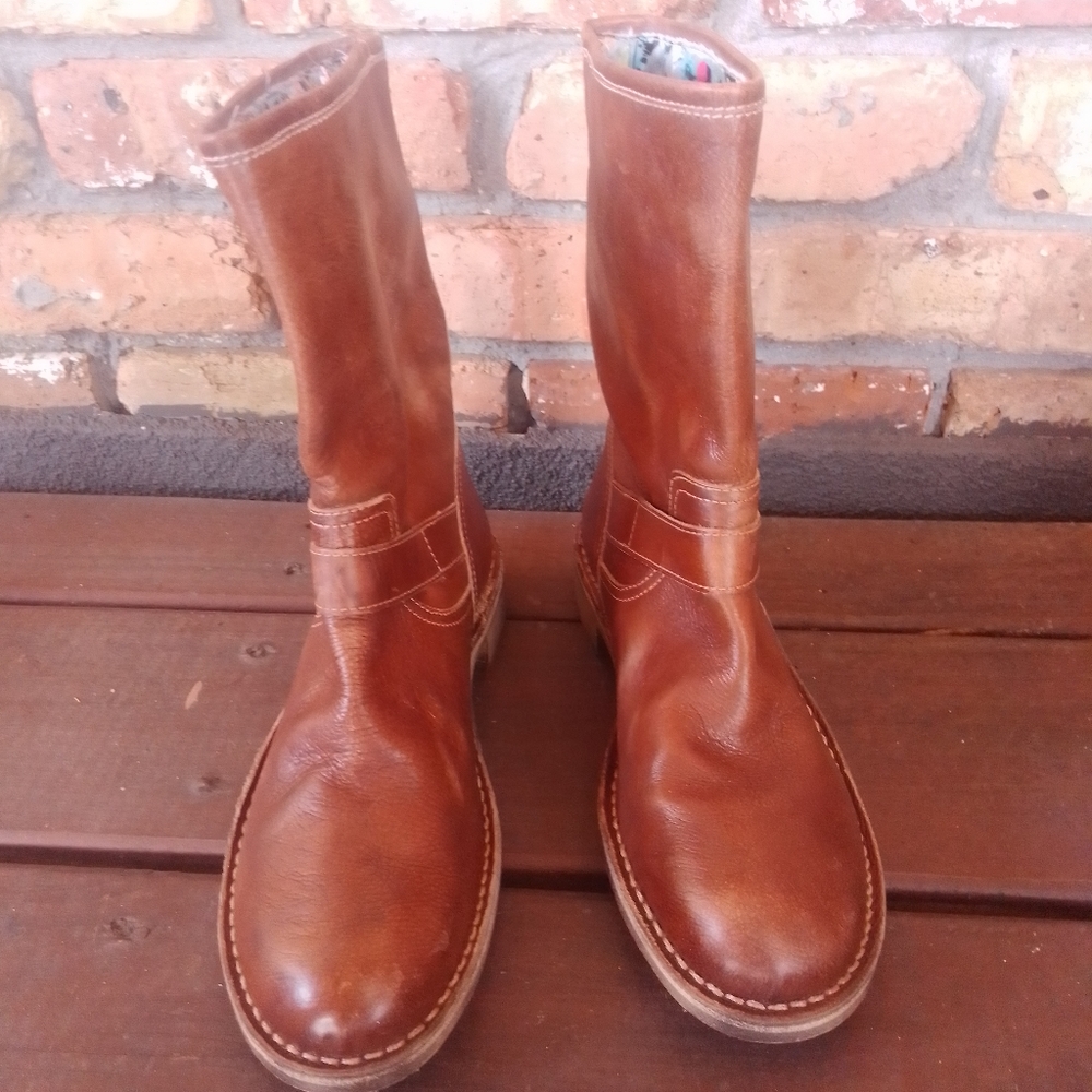 Size 37 Women's Le Crown Brown Leather Boots Italy Handmade